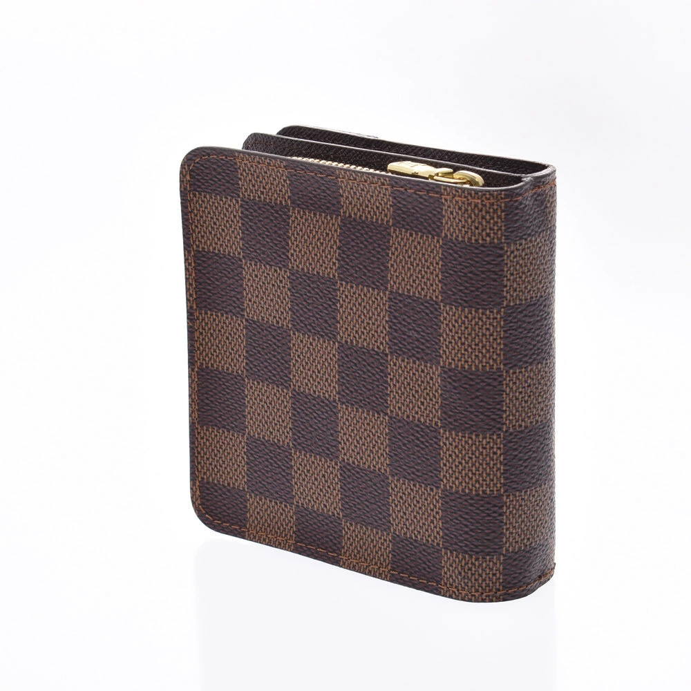 Louis Vuitton Compact Damier Brown Zip Bi Wallet fold Brown